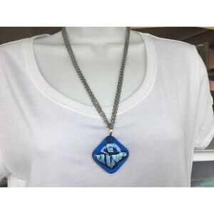 Blue Dichroic Glass Necklace